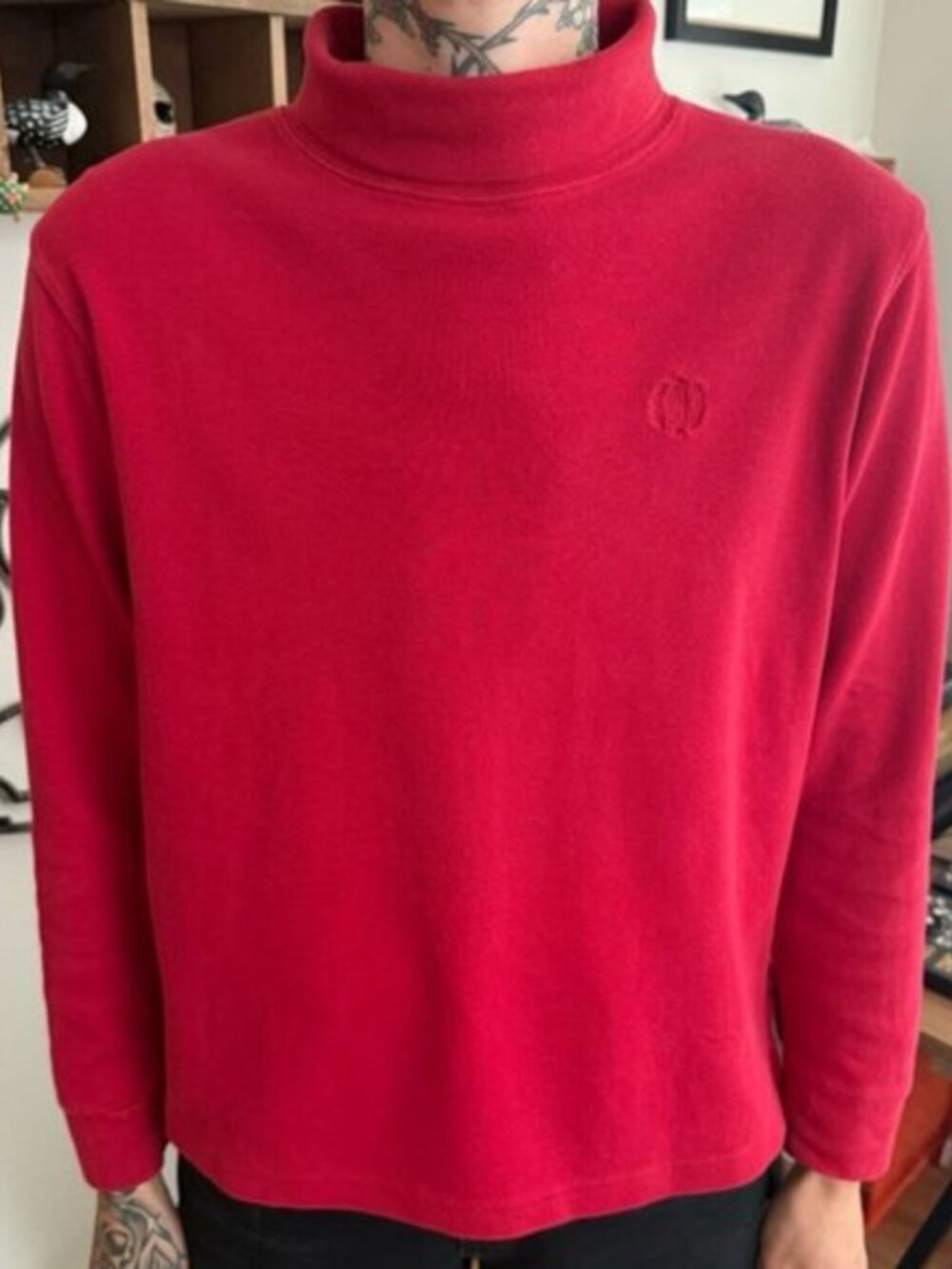 💀 SOLD 💀 Vintage 90s Red Cotton Turtleneck ~ Size Large